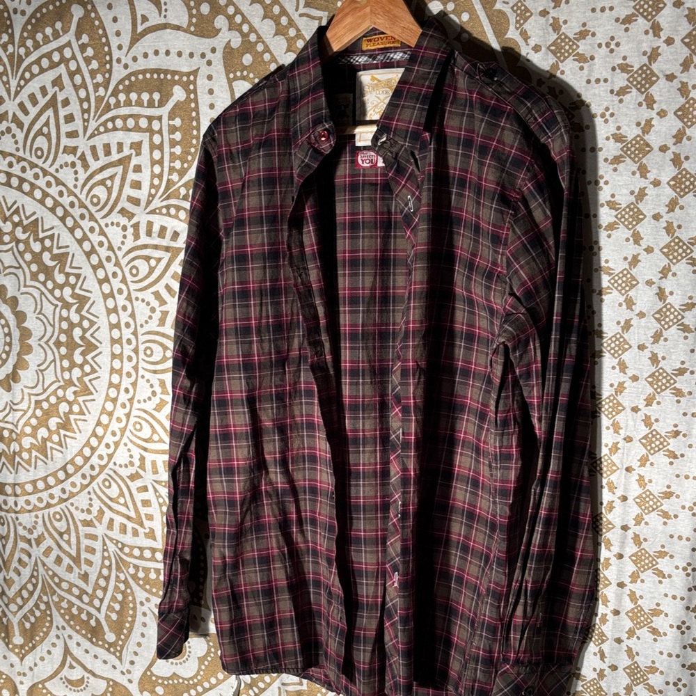 Sovereign Code Black and Red Plaid Button Down Shirt